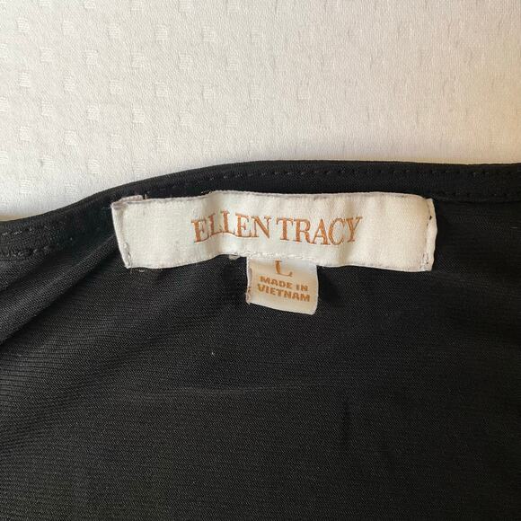 Ellen Tracy Women Dress size L Long sleeve KneeLength Crew Neck Stretchy Black - Picture 7 of 11